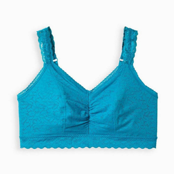 New Torrid 0 (0X size 12) Teal Blue 4 Way Stretch‎ Bralite Unlined Lace Bralette - Picture 2 of 3